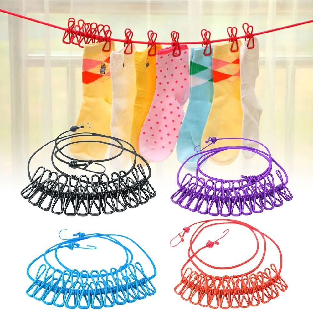 Cloth Drying Rope with Hooks