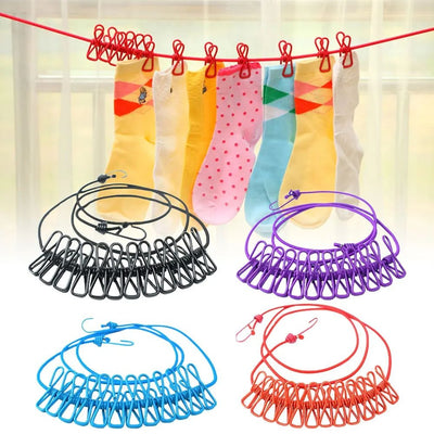 Cloth Drying Rope with Hooks
