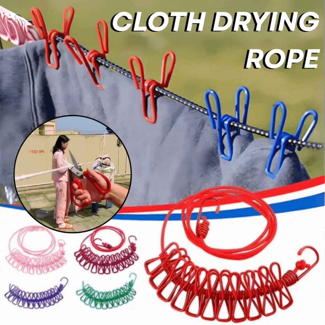 Cloth Drying Rope with Hooks