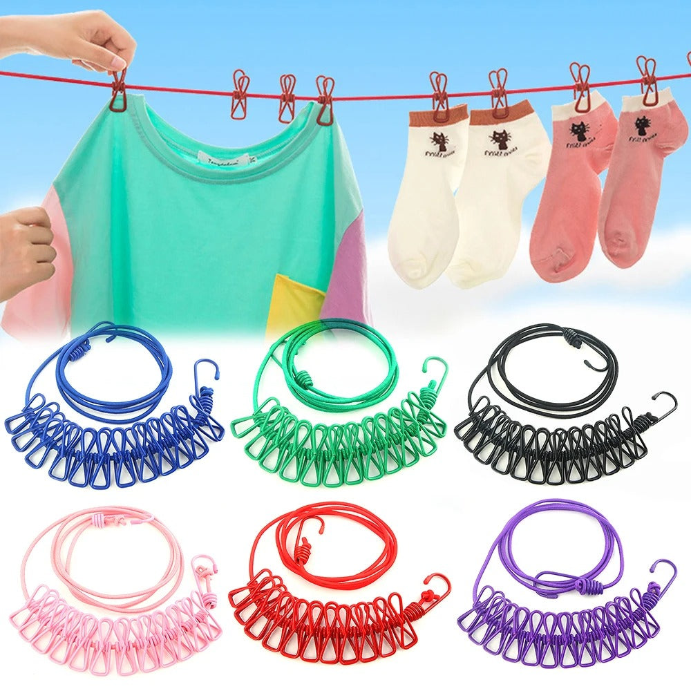 Cloth Drying Rope with Hooks